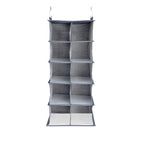 Household Essentials Hanging Cotton Blend and Plastic Closet Shoe Organizer with 10 Storage Compartments, Denim - color: Denim