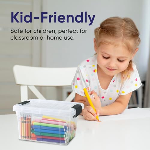 Superio Mini Storage Container Plastic Crayon Box Art Supplies and Sewing Case Stackable Clear Small Organizer for Beads, Stationery, Chalk, and Food, 1.4 Quart - size: 1.4 Quarts