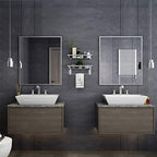 VOLPONE Bathroom Wall Shelf 15.7in Bathroom Glass Shelves Wall Mount Glass Shelf Rustproof Bathroom Wall Organizer 3 Tier (Sliver) - style: 3 tier without towel bar silver