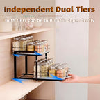 Spice Rack Organizer for Kitchen, Pull Out Spice Racks for Inside Cabinets, 2 Tier Spice Shelf Organization for Cabinet Seasoning, No Drilling Install for Home Kitchen Space Saving, 1 Pack