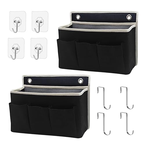 2-Pack Wall Hanging Organizer Bag/Hanging Baskets with Large Mesh Compartment & 3 Pockets，Over the Door Organizer Space Saving Storage for Bedroom,RV Camper, Closet (Black - 2 Pack) - color: Black - 2 Pack