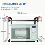 PUSDON Adjustable Carbon Steel Microwave Oven Rack, 2-Tier with 3 Hooks, 55lbs Weight Capacity, White - color: White, size: C-frame 2 tier