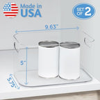 STORi Bliss 10" x 6" Open Clear Pantry Organizer Bin, Set of 2, Plastic Containers with Handle for Kitchen, Fridge, Cabinet, Closet, Bathrom, Undersink Storage Made in USA - style: Set of 2