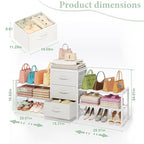 Cidaziya Expandable Closet Organizers and Storage,Wide Long 3 Drawer Dresser,White Fabric Storage Dresser, Clothes Shelves for Kids, Purse Organizer Small Shoe Rack for Closet Bedroom(47.24~71.47in) - size: 47.24~ 71.47"W*11.41"D * 24.01"H