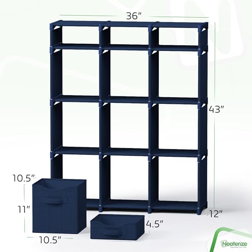 Cube Storage Organizer with Storage Bins Included - The Perfect Closet Organizers and Storage Solution. Includes 12 Storage Cubes, Great For Toy Storage, Closet Storage, Clothes Storage (Navy) - color: Navy, size: 12 Storage Cubes