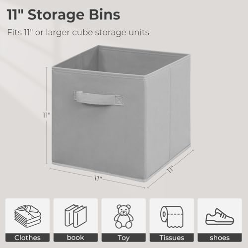 11x11 Inch Storage Bins Cubes, Fabric Foldable Storage Box, Collapsible Closet Organizer for Clothes, Blankets, Office, Bedroom, Living Room, Shelf Cabinet, Bookcase, Gray, 12 Pack - color: Grey, size: 12 PACK