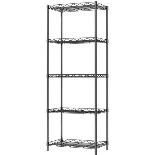 HOMEFORT 5-Tier Wire Shelving 5 Shelves Unit Metal Storage Rack Durable Organizer Perfect for Pantry Closet Kitchen Laundry Organization in Black - color: Black, size: 21"W x 11"D x 54"H