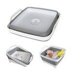 GIMWA Collapsible Wash Basin with Drain Plug - 2.4 Gallon Foldable Kitchen Sink for Baby Bottles, RV Camping, Space-Saving Dish Tub (Gray) - color: Gray
