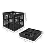 Eslite 3-Pack Collapsible Plastic Storage Crates,Foldable Crates for Storage,16L (Black) - color: Black