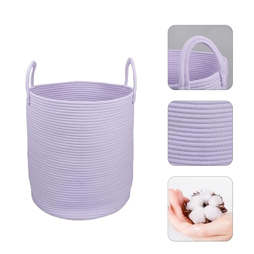 XUANGUO Rope Laundry Basket Hamper for Clothes Woven Storage Basket for Living Room Bedroom Boho Tall Rope Baskets for Blanket Toys Pillow Towels Baby Nursery Hamper Bin Large purple or lavender - color: light purple, size: Regular