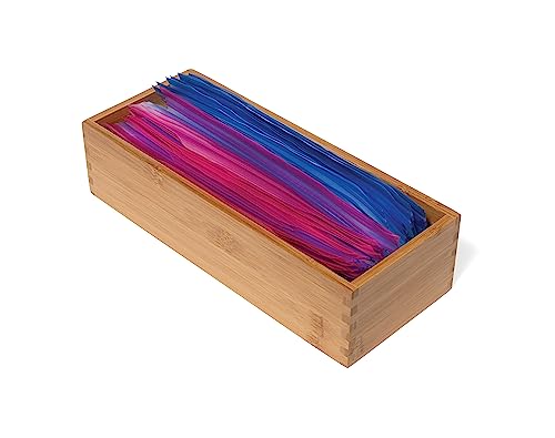 Lipper International Bamboo Utensil Holder Storage Box for Cooking Tools, Makeup, or Office Supplies, 5" x 12" x 3" - size: 5" x 12" x 3"