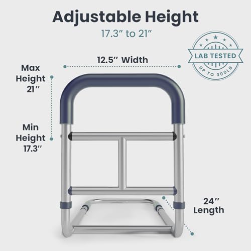 PELEGON Bed Rails for Elderly Adults Safety, ASTM Compliant, Adjustable Bed Rail with Non-Slip Ergonomic Handle and Storage Pockets, Bed Railings for Seniors Supports up to 300 lb, Tool-Free Assembly