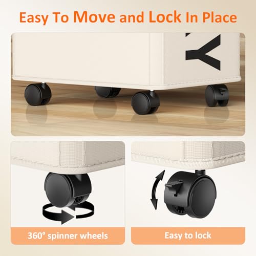 Optish Laundry Basket with Wheels, 90L Rolling Laundry Hamper with Wheels, Large Clothes Hamper on Wheel with Removable Mesh Bag for Bedroom, Bathroom, Dorm, White - color: White