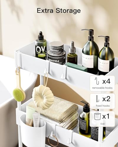 Pipishell Slim Storage Cart with Wheels, Bathroom Cart Organizer Storage Small, Rolling Carts for Bathroom, Laundry Room, Kitchen, Narrow Space, White PIUC04W - color: White, size: 3-Tier