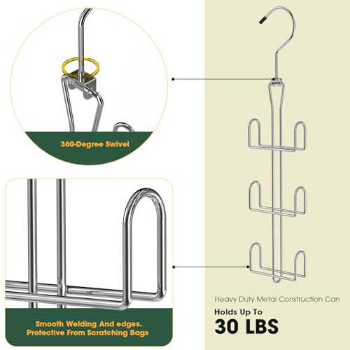 Purse Hanger 2 Pack,Purse Organizer for Closet,Rotatable Metal Bag Organizer,Purse Holder for Handbags,Belts,Scarves,Tote,Baseball Hats,Backpacks(Silver) - color: Silver