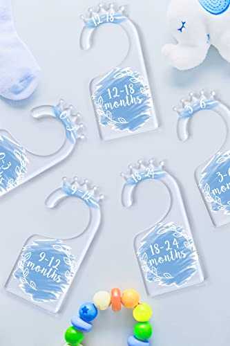 OneDream Baby Closet dividers Hanger separators - Set of 7 Baby Clothes dividers for Closet from Newborn to 24 Months, Acrylic Infant Clothes Divider (Blue) - color: Blue