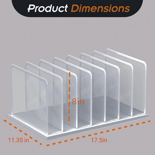 Kuntine.B Desk File Organizer Upright Mesh Desktop Organizer File Sorter Office Organization File Holder for Home, Office & Classroom (Silver, 2 Pack 7-Section) - color: Silver, size: 2 Pack 7-Section