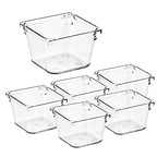Ravinte 6 Pack Drawer Organizer - 3" X 3" Plastic Storage Bins, Acrylic Organizers with Non-Slip Pads Clear Desk Storage Tray for Makeup, Jewelries, Kitchen Utensils, Bathroom and Office - size: 3" x 3"