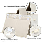 Mayniu Kids Toy Storage Box Chest with Lid, Sturdy Toy Bin Organizer for Kids, Girls, Boys, Living Room, Nursery, Bedroom, Playroom 25"x13" x16" (Beige) - color: Large Beige