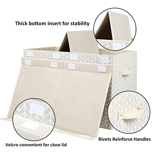 Mayniu Kids Toy Storage Box Chest with Lid, Sturdy Toy Bin Organizer for Kids, Girls, Boys, Living Room, Nursery, Bedroom, Playroom 25"x13" x16" (Beige) - color: Large Beige