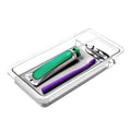 madesmart Dental Tray Drawer Organizer with Drying Stone, Clear Plastic Organizer for Toothbrush, Dental Floss, Water Flosser, Mouthwash - size: Regular