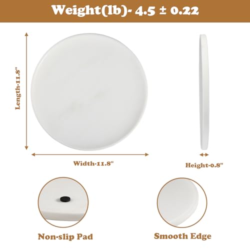 Karibiber 11.8inch Round Marble Serving Tray for Kitchen and Coffee Table, Bathroom Vanity Tray for Counter, White Decorative Catchall Tray for Jewelry, Namib Fantasy - color: Fantasy