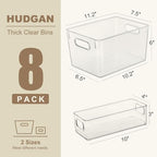 Hudgan Pantry Organizers Storage, Set of 8 Clear Organizer Bins 4 Large and 4 Small Stackable Storage Containers for Fridge Freezer, Kitchen Cabinet, Under Sink - size: 4S+4L