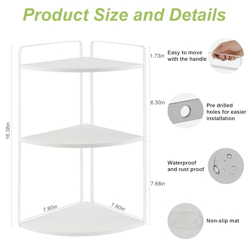 3 Tier Corner Bathroom Counter Organizer, Countertop Organizer, Makeup Organizer Countertop, Bathroom Storage Sink Shelf, Wooden and Metal Counter Shelf (Large Capacity-White) - color: White