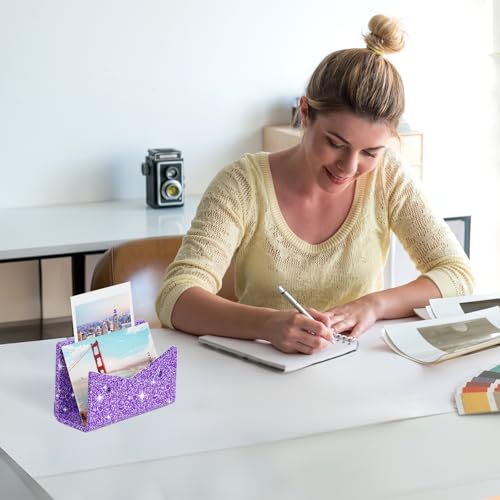 Mail Organizer Envelope Holder - Glitter Purple Acrylic Mail Holder Countertop Vertical Desk Organizer Small File Bill Document Notebook Letter Sorter for Home School Office Supplies - color: Glitter Purple, size: 1 Compartment