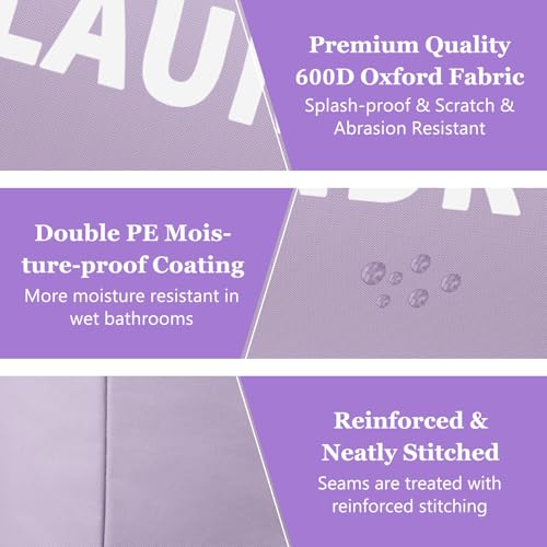 95L 3Pack Large Laundry Hamper, Foldable Laundry Basket with Handles, Dirty Clothes Basket in 600D Oxford Fabric, Clothes Hampers for Bedroom, Living Room, Bathroom, Purple + Navy Blue + Blue - color: Purple + Navy Blue + Blue, size: L-95L