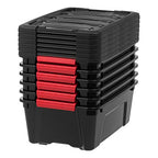 IRIS USA 13 QT Plastic Storage Box with Lid and Latches - 6 Pack - BPA-Free, Garage Organizing Solution, Durable Nestable Stackable Containers, Secure Pull Handle - Black - size: 13 Qt, style: 6 Pack