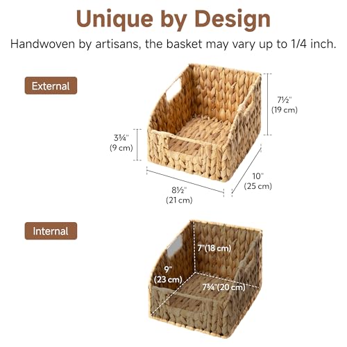 StorageWorks Pantry Baskets for Organizing, Wicker Basket with Built-in Handles, Handwoven Wicker Storage Baskets, Water Hyacinth for Shelves, 2 Pack - color: Natural(Water Hyacinth), size: 2x 8½"L x 10"W x 7½"H
