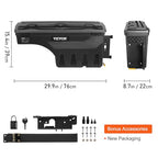 VEVOR Truck Bed Storage Box, Lockable Lid, Waterproof ABS Wheel Well Tool Box 6.6 Gal/20 L with Password Padlock, Compatible with Dodge Ram 1500 2019-2021, Passenger Side, Black - size: Passenger Side, style: Dodge Ram