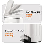 TrashAid Slim Bathroom Trash Can with Lid Soft Close, 6 Liter/1.6 Gallon Stainless Steel Small Garbage Can with Removable Inner Bucket, Step Pedal, Slim Wastebasket for Toilet, Office, Bedroom, White - color: White
