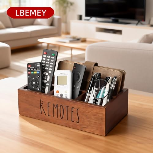 LBEMEY Acacia Wood Remote Control Holder, TV Remote Holder, Remote Organizer for Table,Home,Living room, bedroom for Wooden Remote Box (Brown, XL,for 6+ Remote Controls) - size: XL,for 6+ Remote Controls