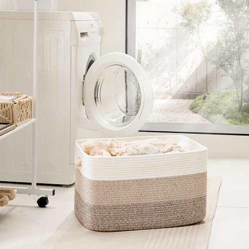 Artfeel Blanket Basket,Rectangle Woven Baskets for Storage,30L Laundry Basket for Decorative Nursery Blanket,Toys,Dirty Clothes and Magazine in Shelves,Baby Room,and Living Room - color: ‎Brown, size: 30L