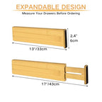 Bamboo Drawer Dividers Set of 4, Adjustable Drawer Organizers for Kitchen, Bedroom, Bathroom, Dresser & Office (13"-17") - size: 13"-17"
