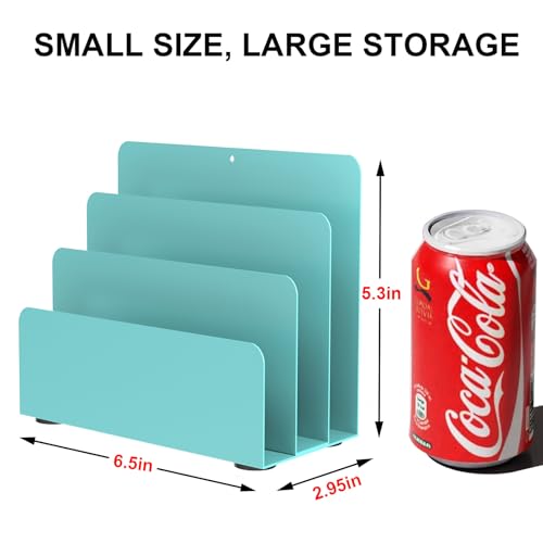 Mail Organizer Countertop, Small Desk File Organizer, Metal File Holder - Essential Workspace Organizers for Office Desk, Home Office (Blue) - color: Blue