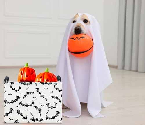 CLOCOR Rectangular Gift Basket Empty for Halloween, Waterproof Storage Basket with Handles, Books Box, Room Decor(Black Bat) - color: Black Bat