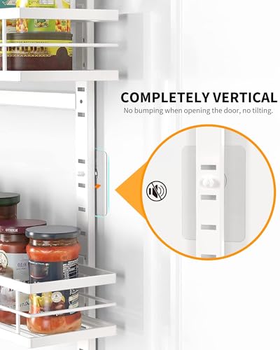 Moforoco White 6-Tier Over Door Pantry Organizer, Pantry Organization Storage, Door Metal Hanging Spice Rack Basket Shelves, Home Kitchen Apartment Essentials, Laundry Room Bathroom Organization - color: White, size: 6-Tier Standard