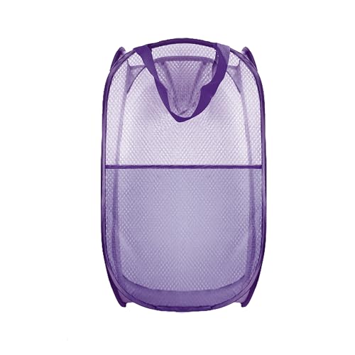 Collapsible Pop Up Laundry Hamper, Extra Large Mesh Foldable Laundry Basket, 28" x 16" x 16"(Purple) - color: 1P Purple