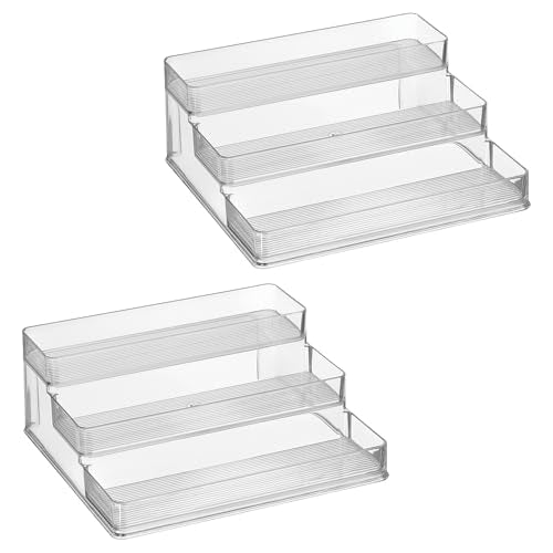 iDesign 3-Tier Spice Rack Organizer for Cabinets, Pantry or Countertop, Set of 2, Clear, Made in USA - style: Pack of 2