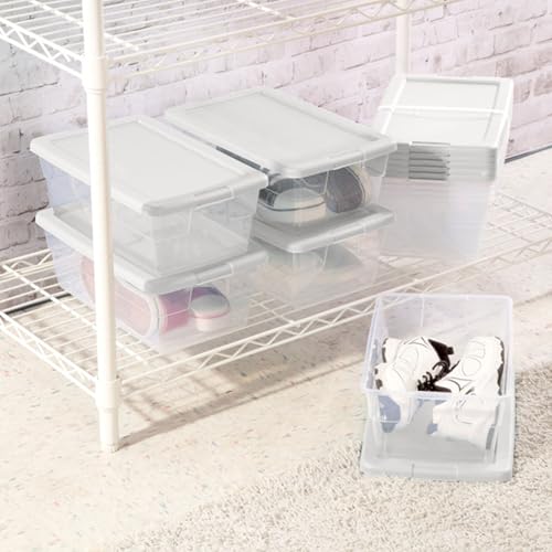 Sterilite 24-Pack 6 Quart Storage Boxes, Stackable Clear Plastic Bins with Snap-On Lids - Heavy-Duty Organizing Containers for Closet, Bathroom, and Office - size: 6 Quart, style: 24