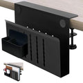 Desk Side Storage, Desk Laptop Holder with Magnetic Pen Holder, No Drill Desk Side Organizer for Office and Home Fits Flat Edge 0.3" to 2.3" - color: Black