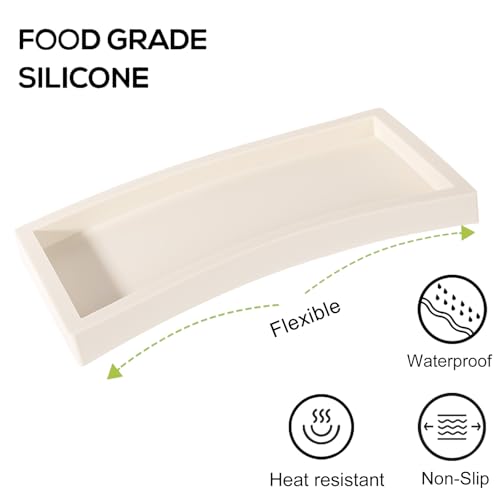 Bathroom Tray, Small Vanity Tray Silicone Soap Dish Sponge Holder Kitchen Sink Organizer Bathroom Accessories for Countertop, Toilet, Shower, Large, Beige - color: Beige, size: 9.8" x 4.7"