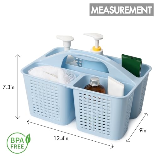 Tiawudi Portable Shower Caddy, Caddy Organizer with Handle, Plastic Shower Basket Hold Soap, Shampoo, Hair Supplies and Beauty Products, Cleaning Supplies Organizer for Home, Dorm, Shelf and Cabinet - color: Light Blue