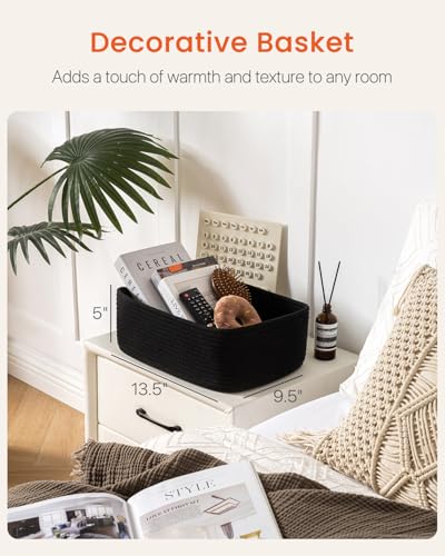 Small Woven Basket, 13.5 x 9.5 x 5 Inches, Storage Basket for Organizing, Cute Small Rope Shelf Closet Cube Storage Bins Baskets for Shelves, Dog Toy Gift Baskets Empty, 3 Packs, Black - color: Black, size: 13.5"L x 9.5"W x 5"H