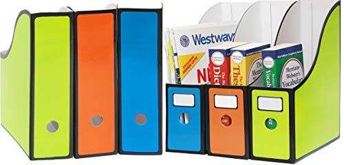 Simple Houseware 6-Pack Magazine File Holder Box, Foldable Cardboard Organizer with Label Slot, Multicolor - color: Color, size: 6 Pack