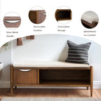 Ink+Ivy Arcadia Entryway Accent Bench with Shelf Shoe Rack, Padded Seating Bench for Living Room, Modern Compact Bed End Bench with Storage for Bedroom Seating, Removable Cushion, 42" W, Walnut Brown