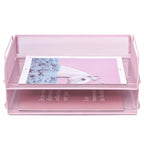 EASEPRES 2 Pack Stackable Desk Paper Tray, Metal Mesh Desktop Document Letter File Organizer for Office Home School, 13.5'' L x 9.75'' W x 5.5'' H, Pink - color: 2 Pack Pink